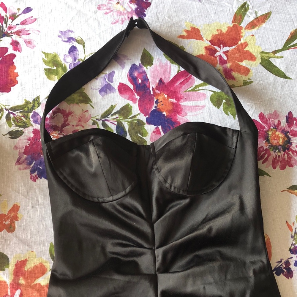 Black satin dress